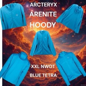 ARCTERYX MENS ARENITE XXL BLUE TETRA FULL ZIP NWOT RARE HOODY. ULTRA COMFY GEAR!